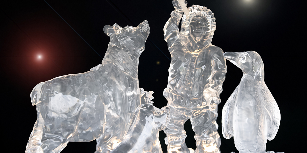 Animation sculpture sur glace pour événement de Noël !