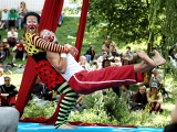 Spectacle de clowns et tissu aérien